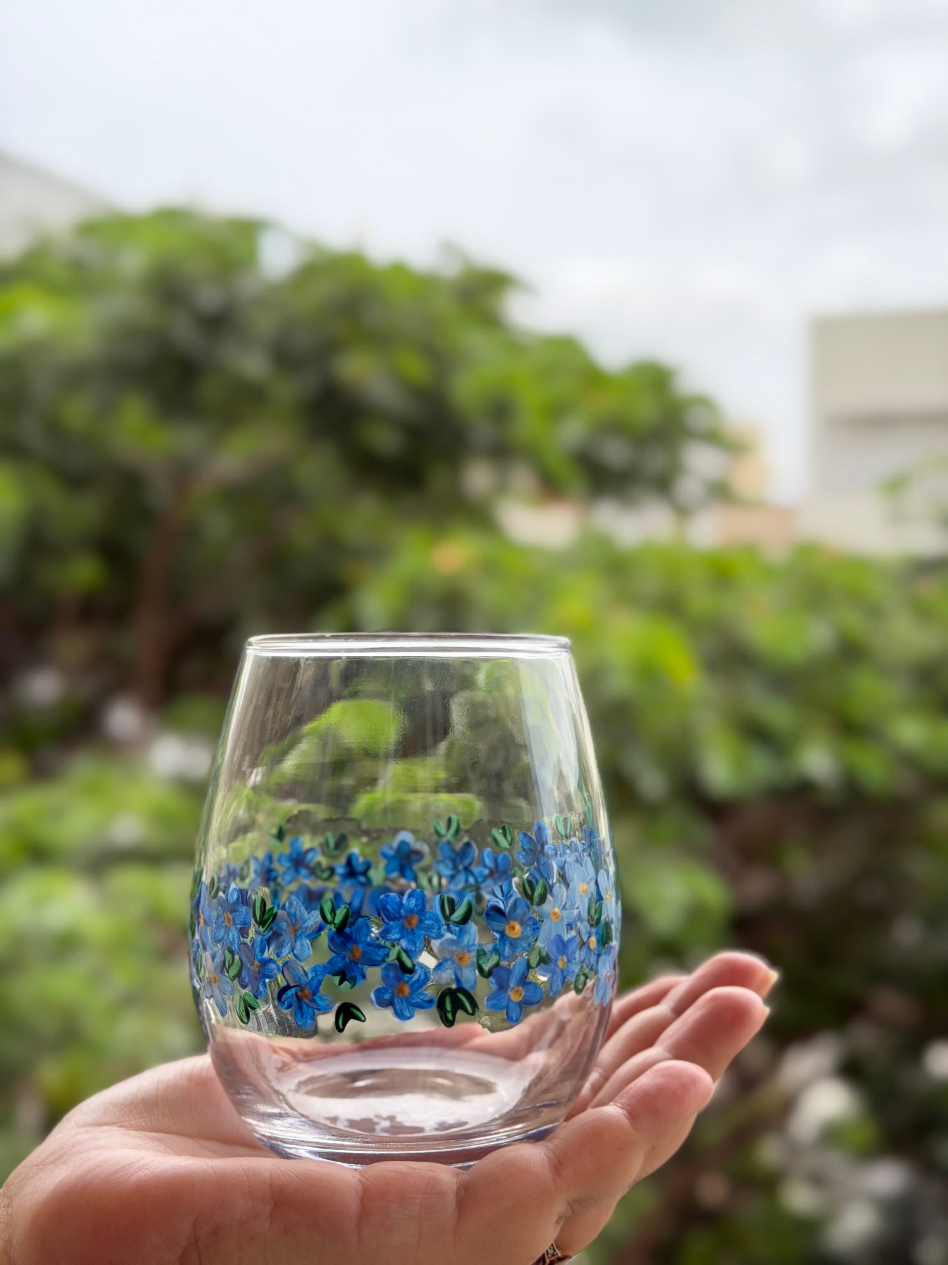 Indigo Flora Glass (Set of 4)